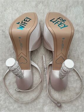 Sophia Webster Crystal Platform Ivory Satin Ankle Strap Bridal Wedding Sandal